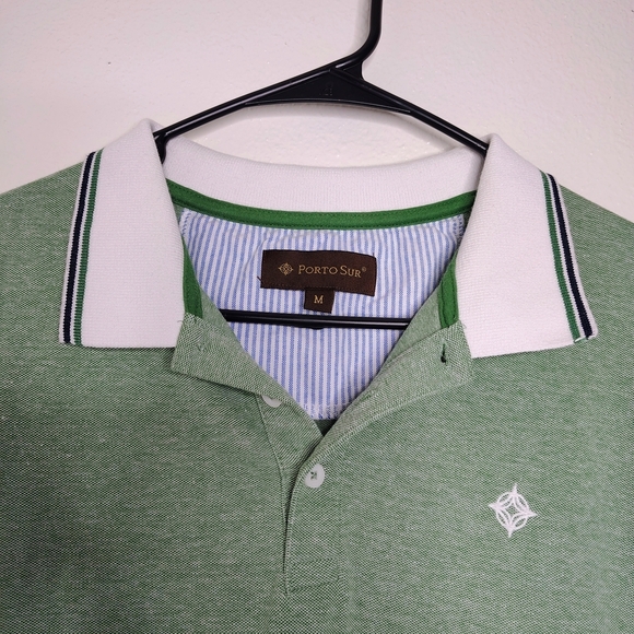 Porto Sur Mens Collared Classic Green Polo Shirt Sz M Cotton Blend - Picture 2 of 10
